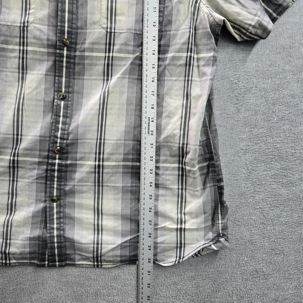 The North Face Men Button Up Shirt XL Gray Logo Embroidery Plaid Outdoor